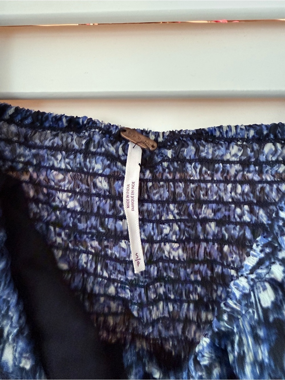 Free People Aglow Smocked Blue Floral Midi Dress Small EUC - Picture 3 of 4